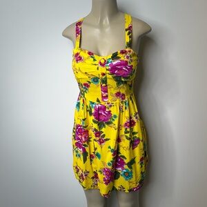Audrey small yellow and purple floral mini dress